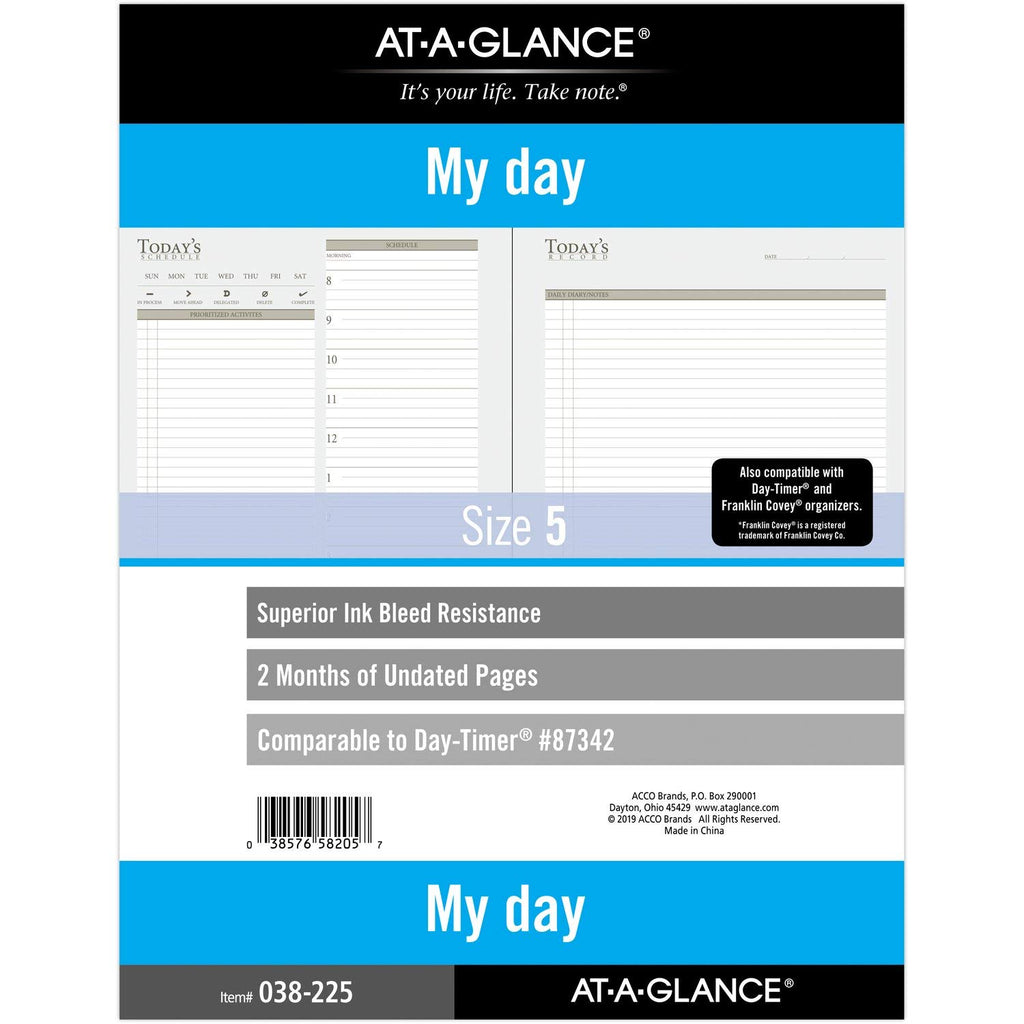AT-A-Glance Undated Daily Planner Refill, 2 Months, 7-Ring, 8-1/2" x 11", Fol...