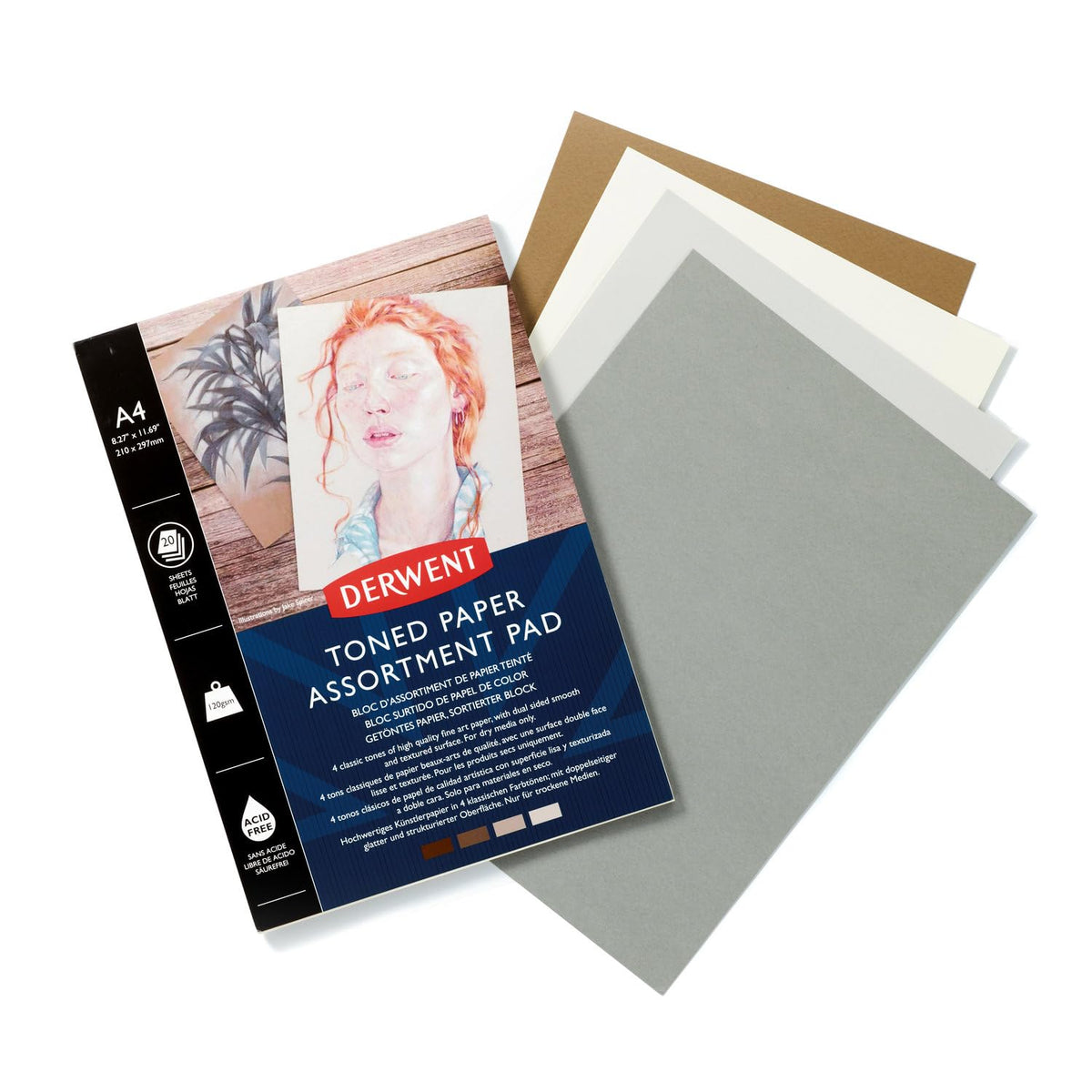 DERWENT Mixed Toned Paper Pad A5, 120gsm, 20 Sheets, Double-Sided Smooth & Te...