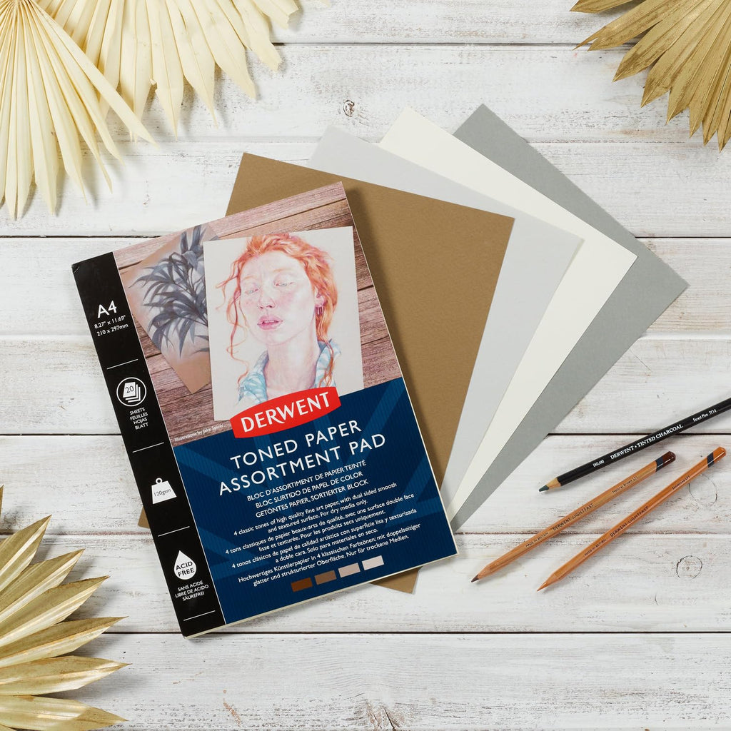DERWENT Mixed Toned Paper Pad A5, 120gsm, 20 Sheets, Double-Sided Smooth & Te...