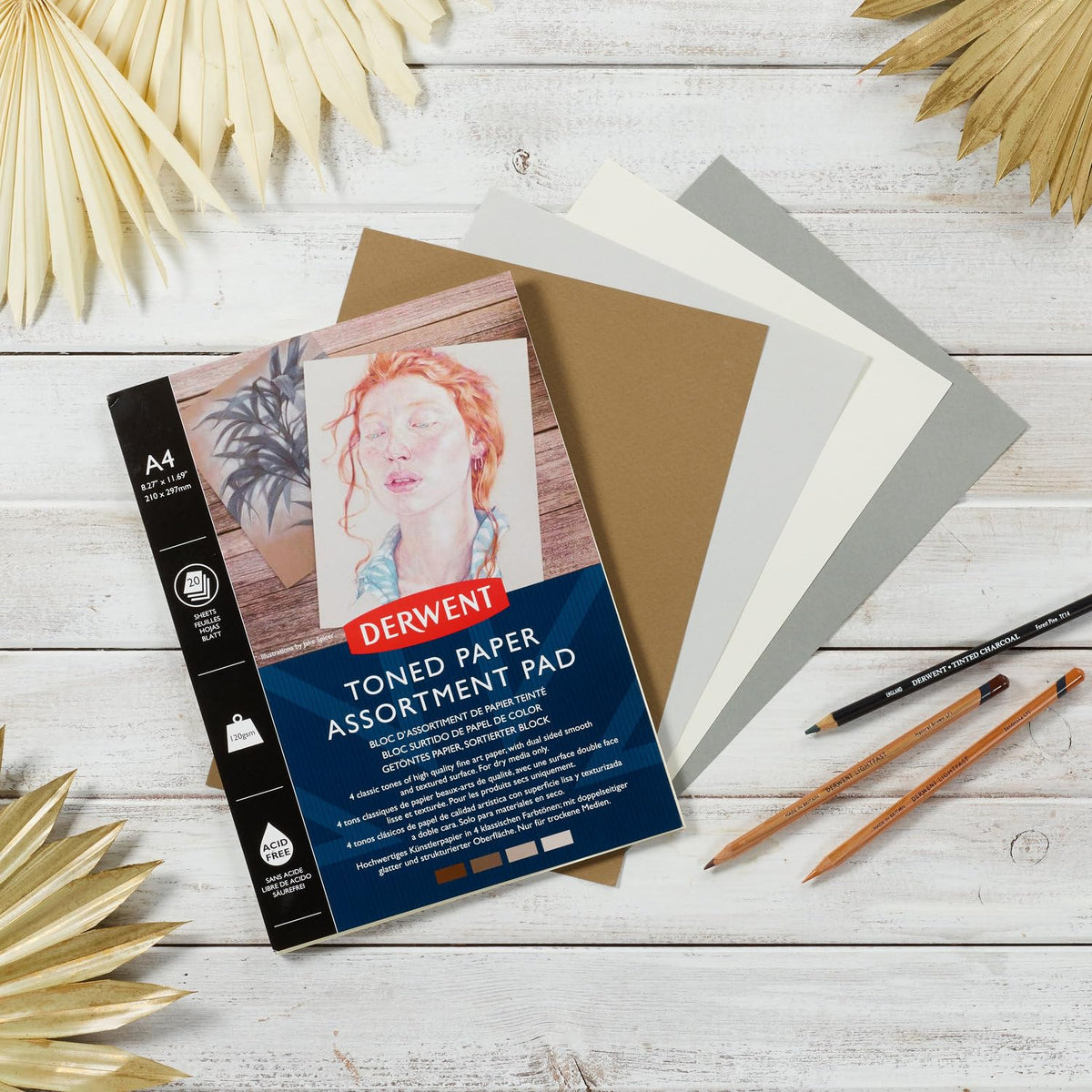 DERWENT Mixed Toned Paper Pad A5, 120gsm, 20 Sheets, Double-Sided Smooth & Te...