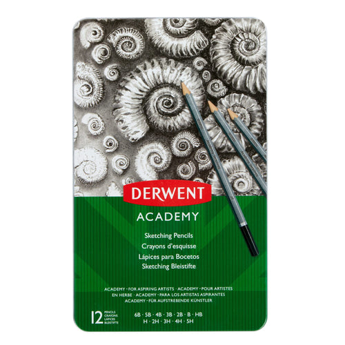 Derwent Academy Sketching Pencils, 6 Degrees of Hardness, Metal Tin, 6 Count ...