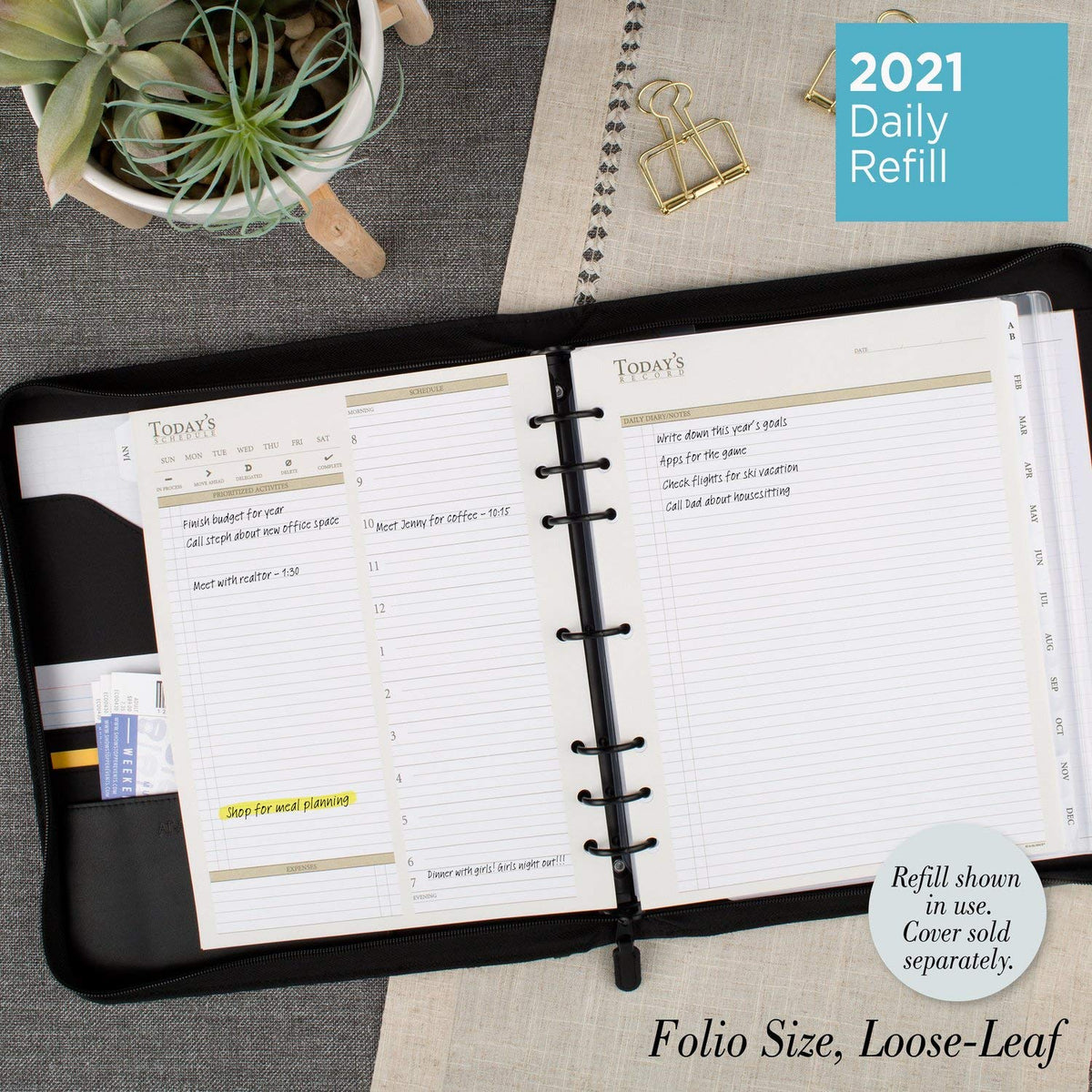 AT-A-Glance Undated Daily Planner Refill, 2 Months, 7-Ring, 8-1/2" x 11", Fol...